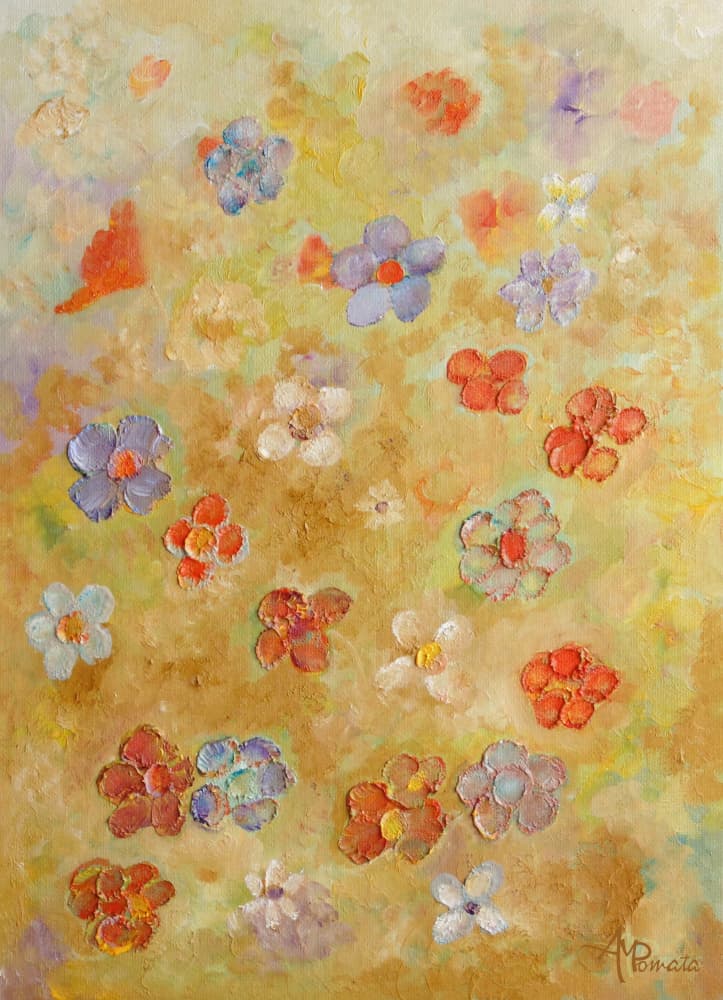 Colorful Textured Blooms by Angeles M. Pomata — canvas wall art