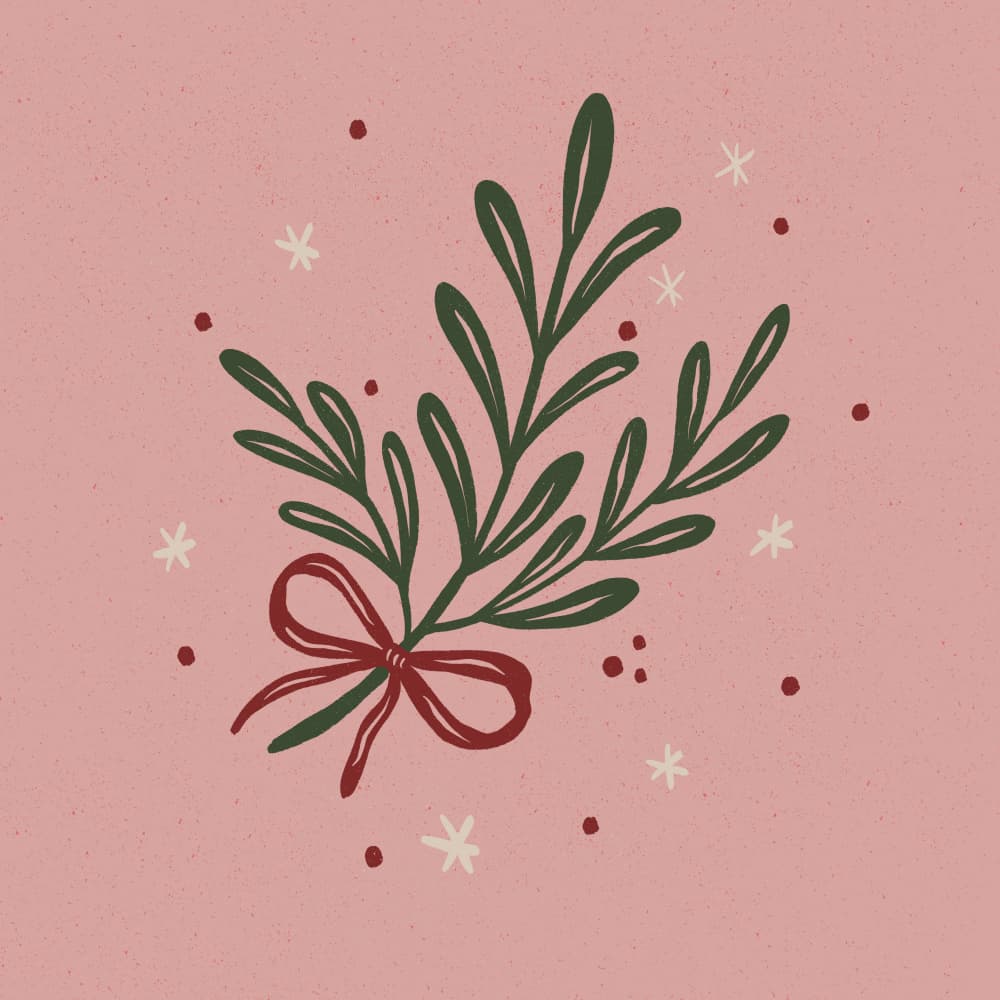 Christmas Sprig with Ribbon by Angela Minca — canvas wall art