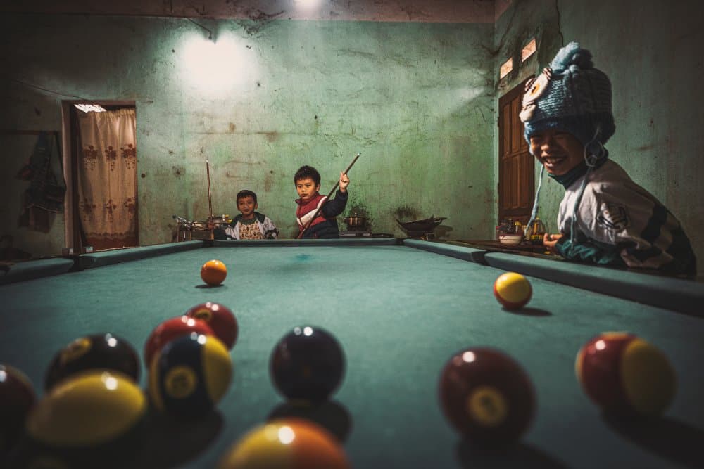 Joyful Pool Game by Marco Tagliarino — canvas wall art