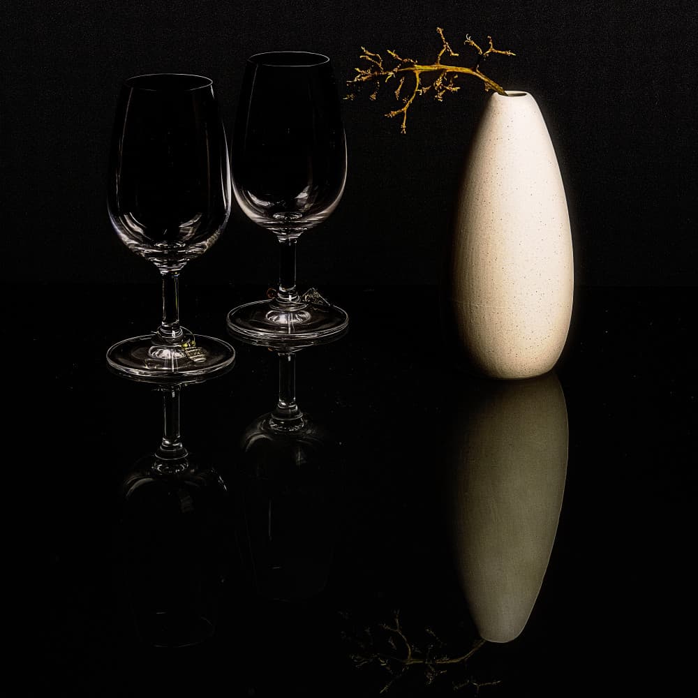 Elegant Glassware Still Life by Rob Ryan — canvas wall art