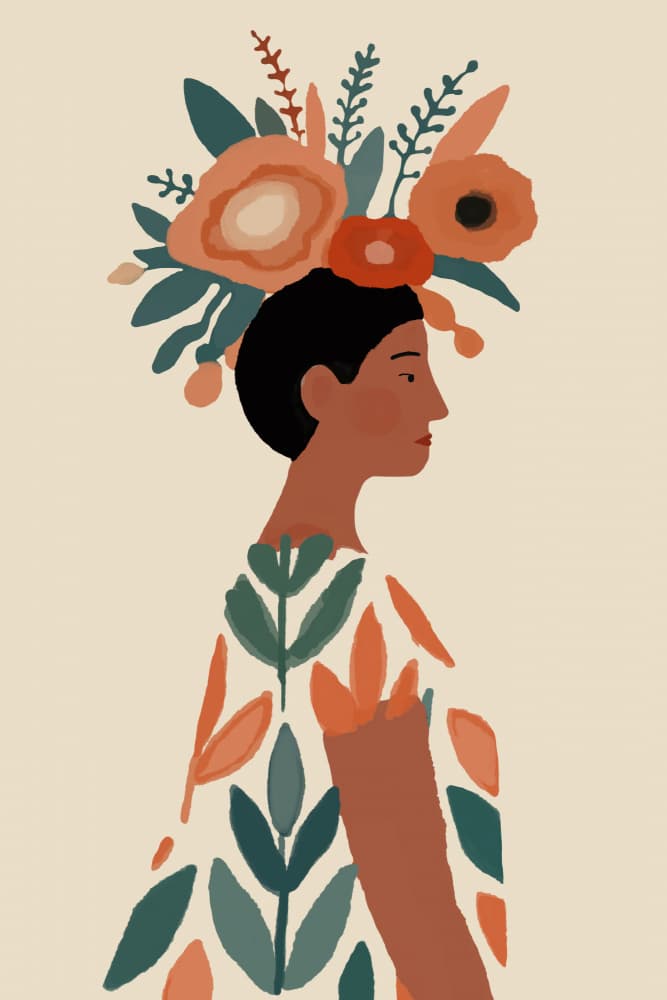 Botanical Crown Woman by casa cartissi — canvas wall art