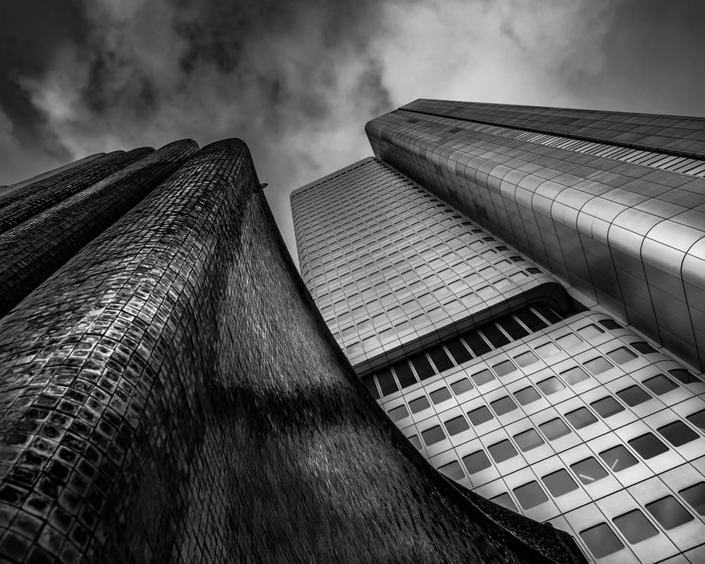 Modern Skyscrapers Upward by Wim Denijs — canvas wall art
