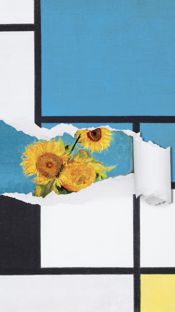 Sunflowers Modern Reveal by Marja van den Hurk — canvas wall art