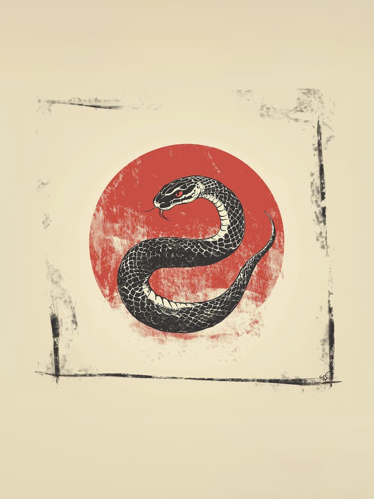 Red Circle Serpent by Pictufy Studio IV — canvas wall art