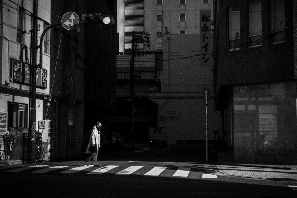 Woman Walking Tokyo Street by Haruyo Sakamoto — canvas wall art