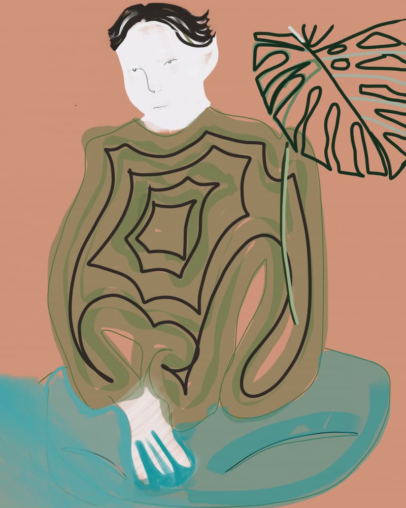 Calm Figure and Monstera by casa cartissi — canvas wall art