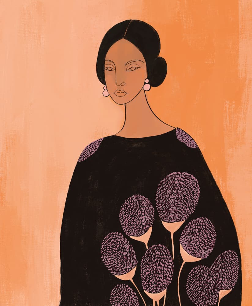 Elegant Woman Dark Floral by CATS AND DOTZ — canvas wall art