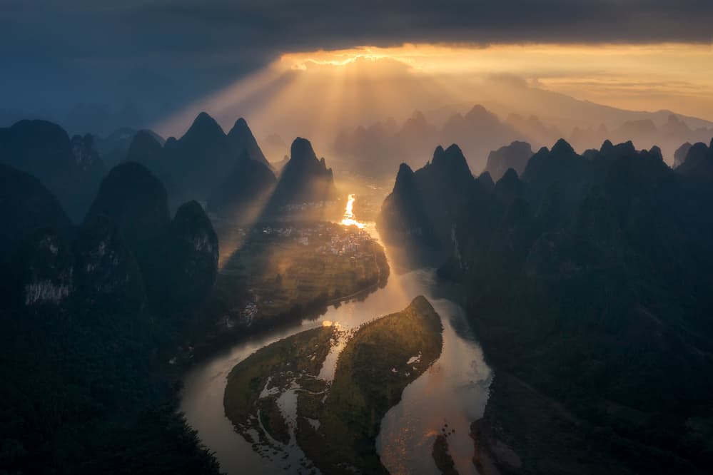 Sunlit River Valley by NingYun Ye — canvas wall art