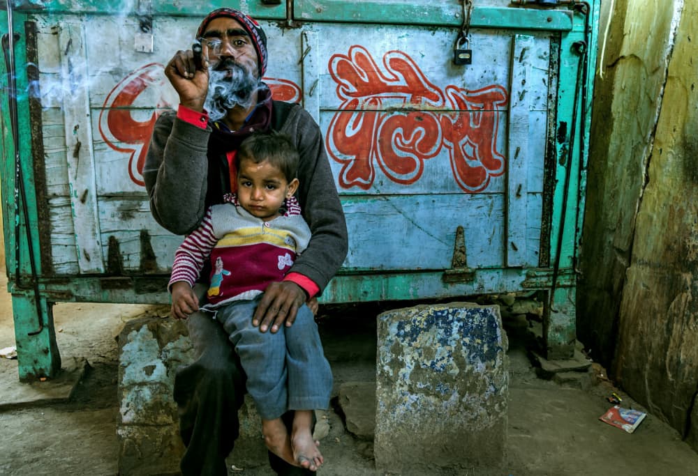 Indian Man and Child by Giuseppe DAmico — canvas wall art