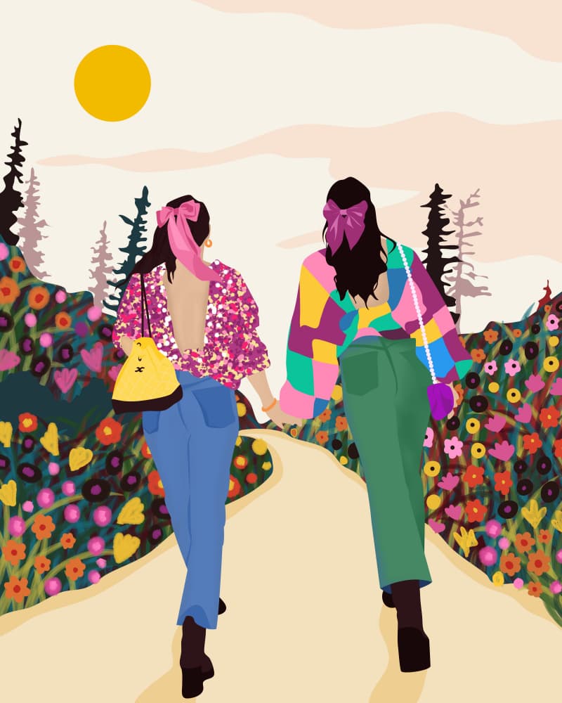 Colorful Walk Through Flowers by Uma Gokhale — canvas wall art