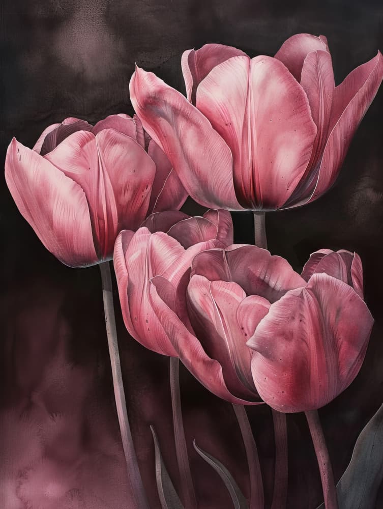 Elegant Pink Tulips by Bilge Paksoylu — canvas wall art
