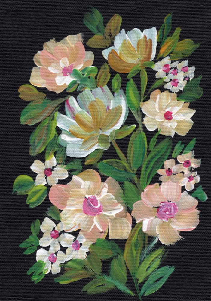 Midnight Floral Bouquet by Nikita Jariwala — canvas wall art