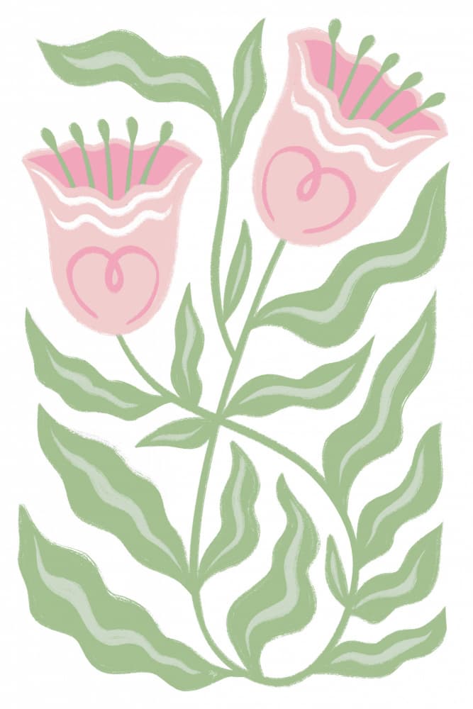 Pink Heart Flowers by Martina — canvas wall art
