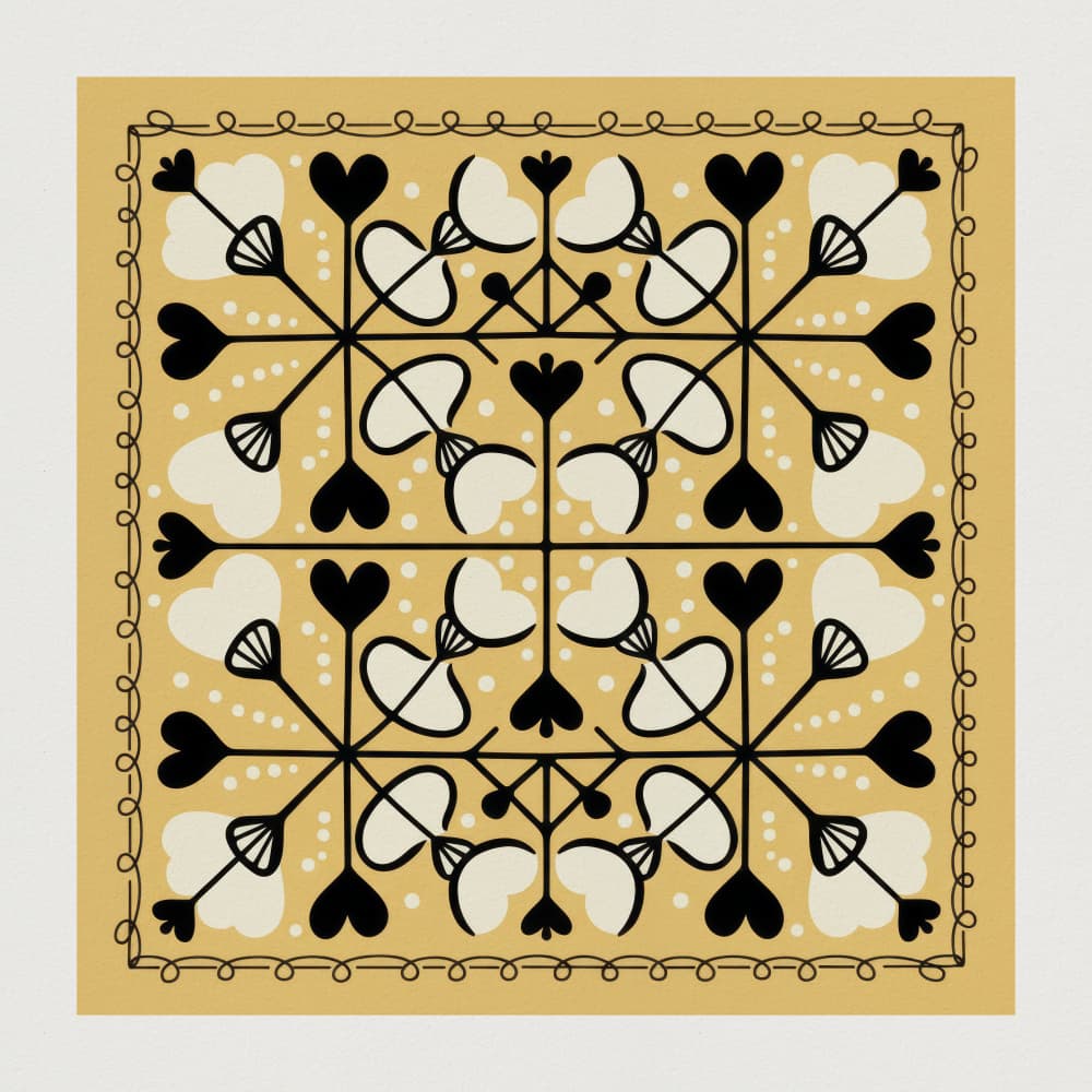 Charming Folk Heart Pattern by Andreas Magnusson — canvas wall art