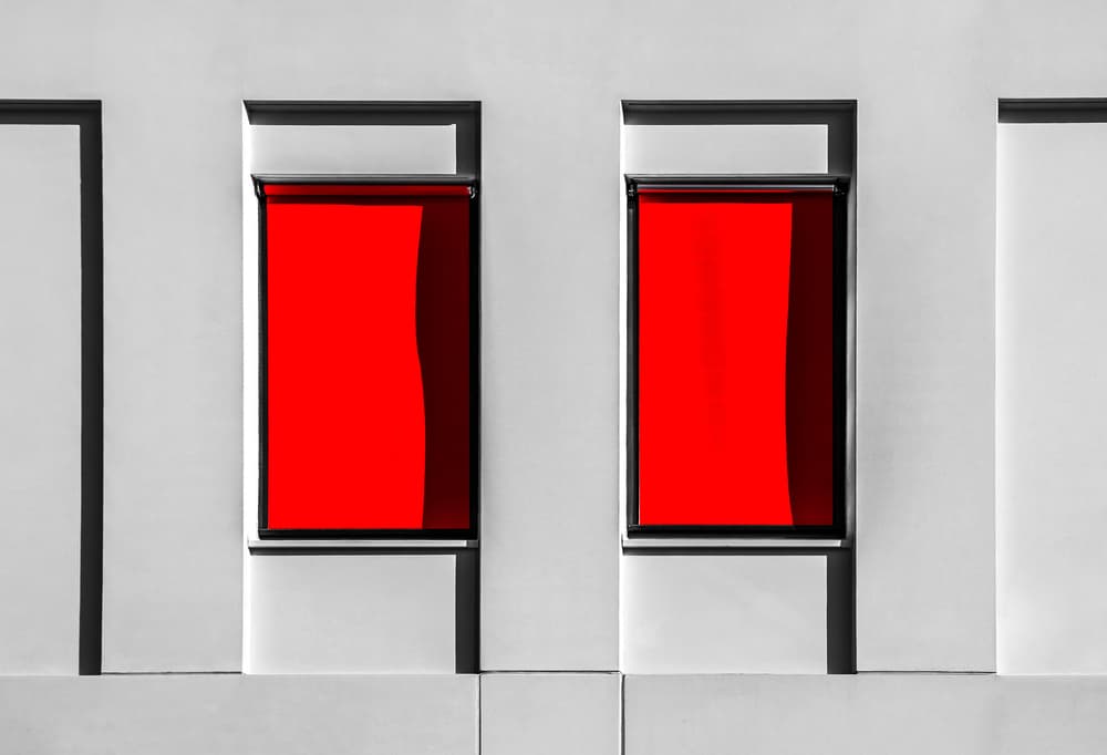 Geometric Red Windows by Gilbert Claes — canvas wall art