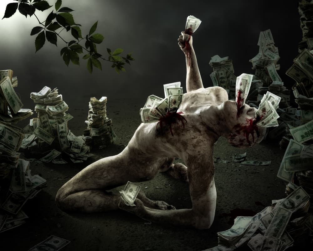 Money Consumes Human by Christophe Kiciak — canvas wall art