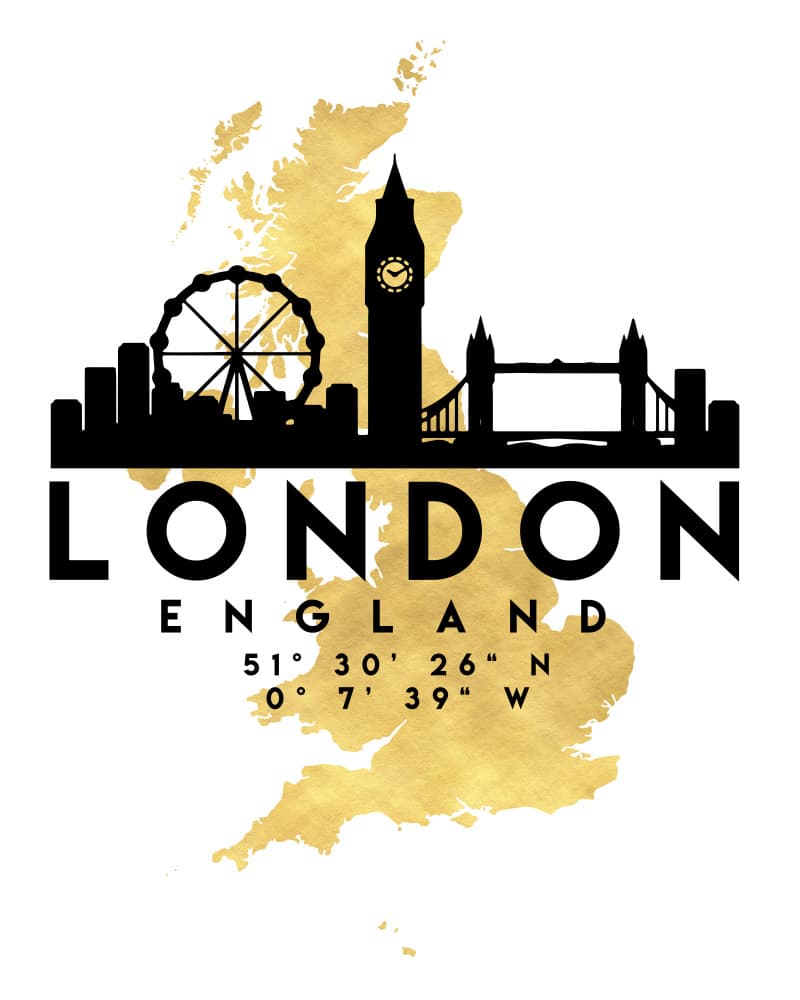 Golden London England Map by Emiliano Deificus — canvas wall art