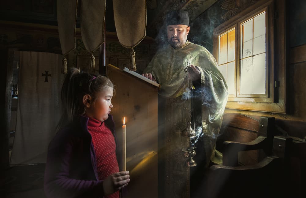 Church Incense Prayer by Grigore Roibu — canvas wall art