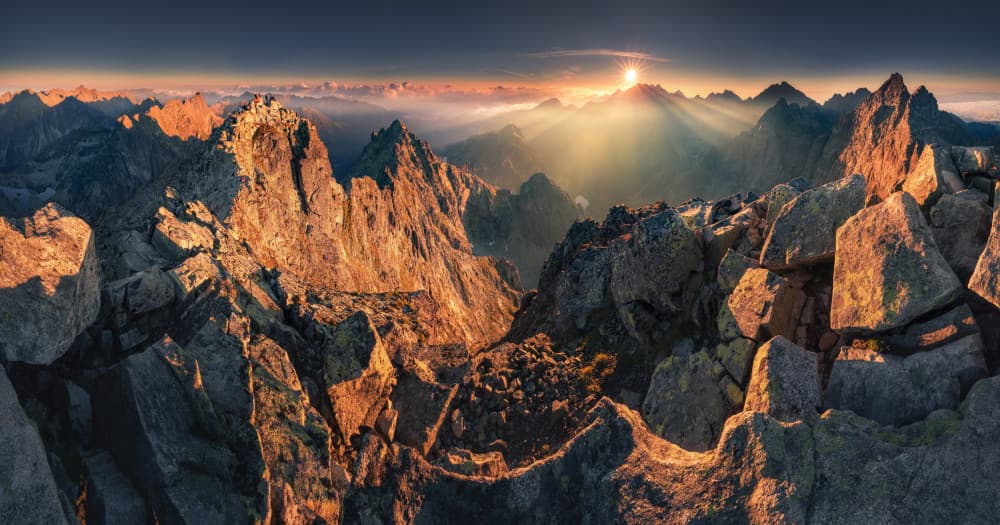 Golden Mountain Sunrise by Karol Nienartowicz — canvas wall art