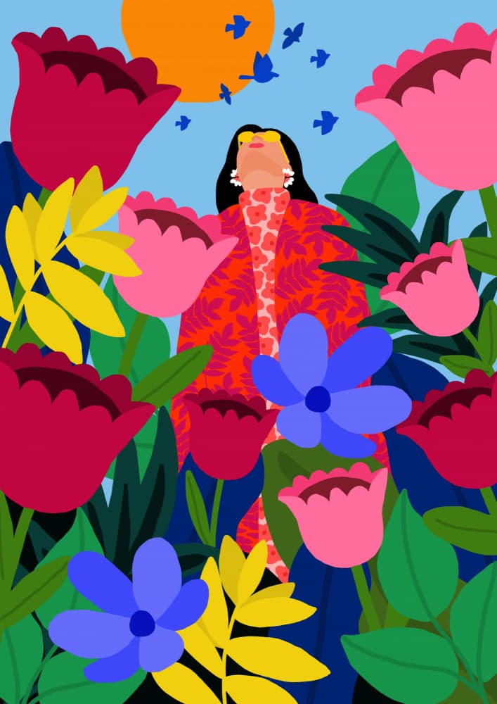 Woman in Flower Garden by Rafaela Mascaro — canvas wall art
