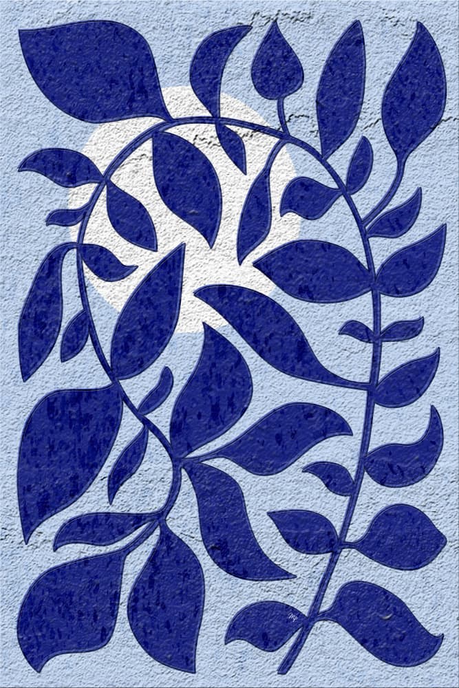 Blue Botanical Moon by Martina — canvas wall art