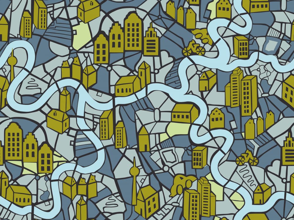 Illustrated City Map by Annick — canvas wall art