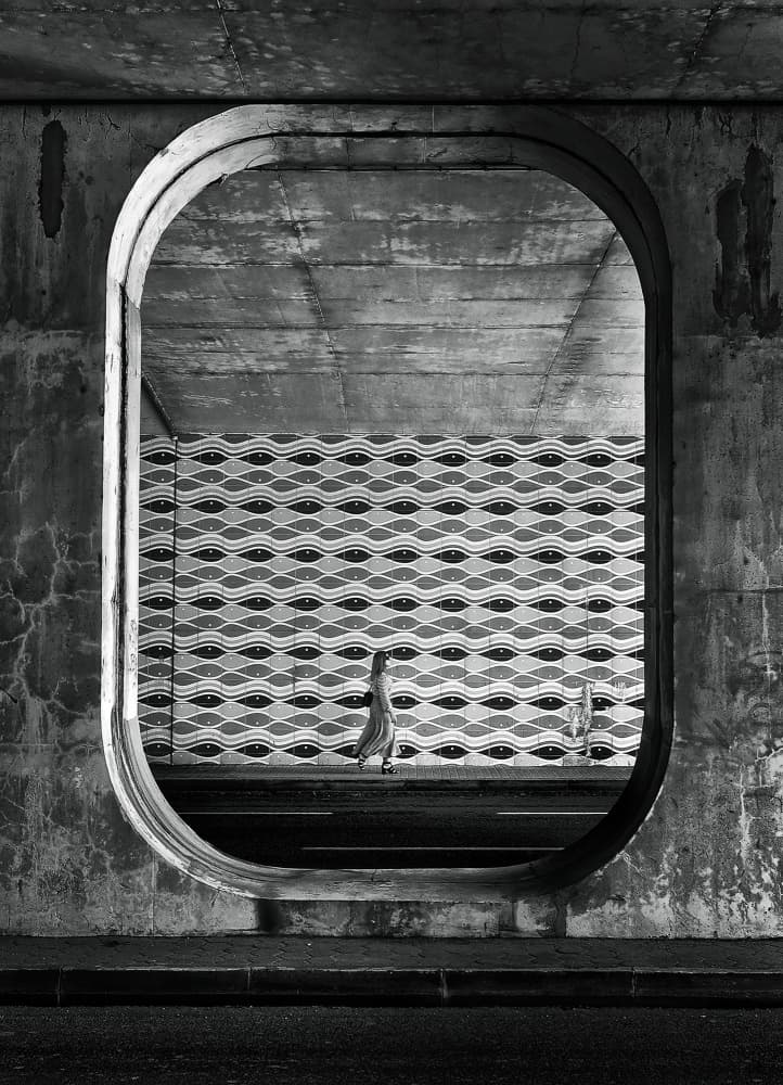 Woman Under Patterned Arch by Jorge Pimenta — canvas wall art