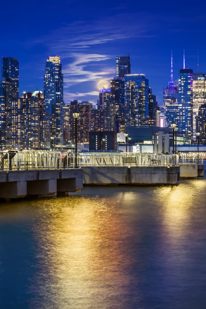 Moon Over City Skyline by Melanie Viola — canvas wall art