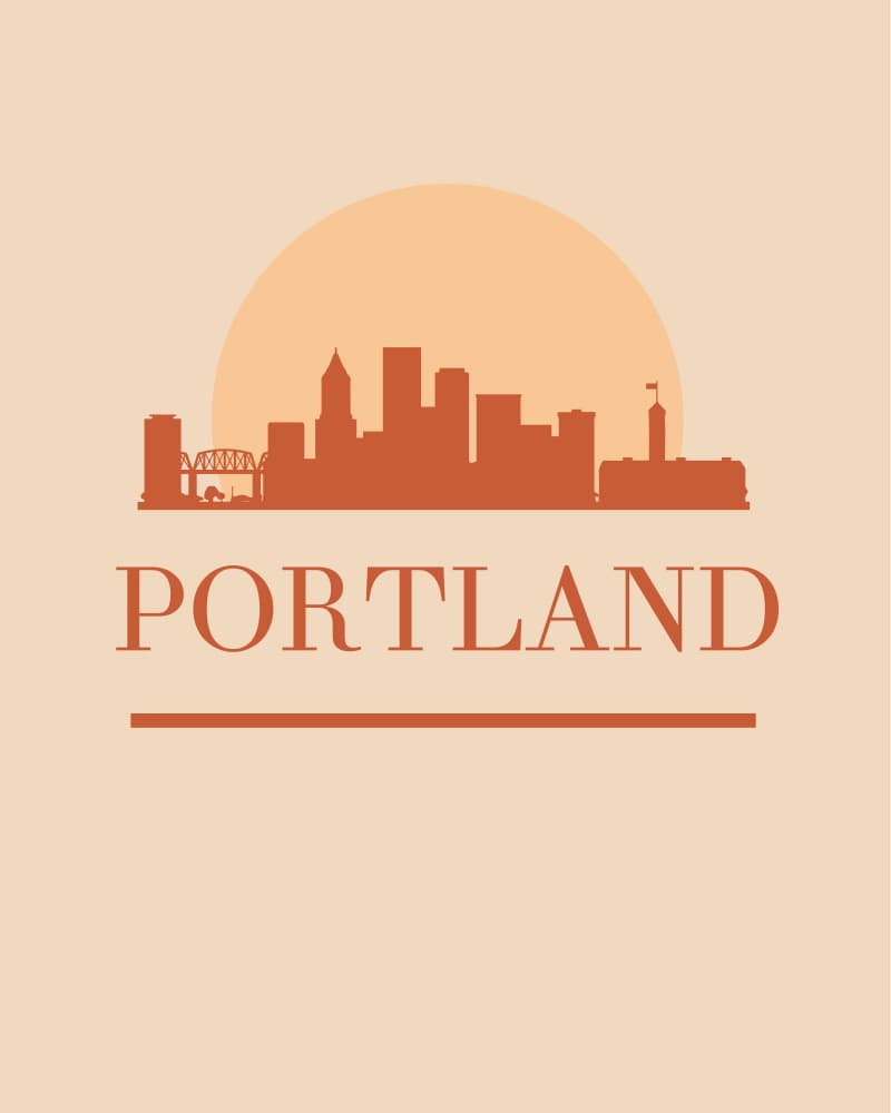 Portland Sunset Silhouette by Emiliano Deificus — canvas wall art