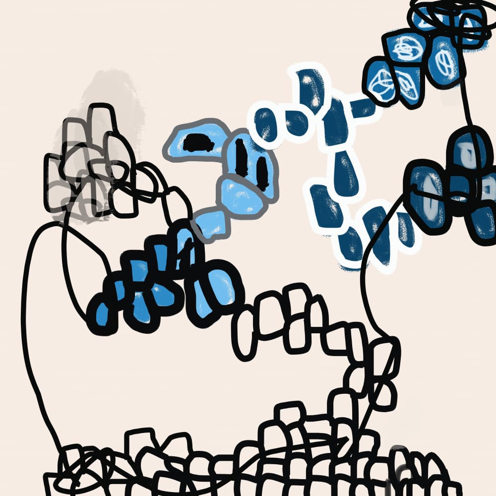 Fluid Organic Blue Pattern by Pelin Atilla — canvas wall art