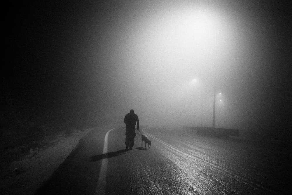 Misty Night Walk by Miki Meir Levi — canvas wall art