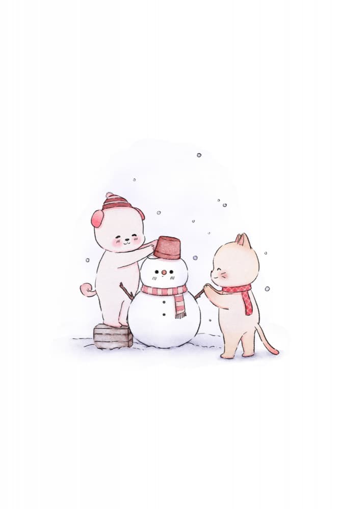 Snowman Friends by Xuan Thai — canvas wall art