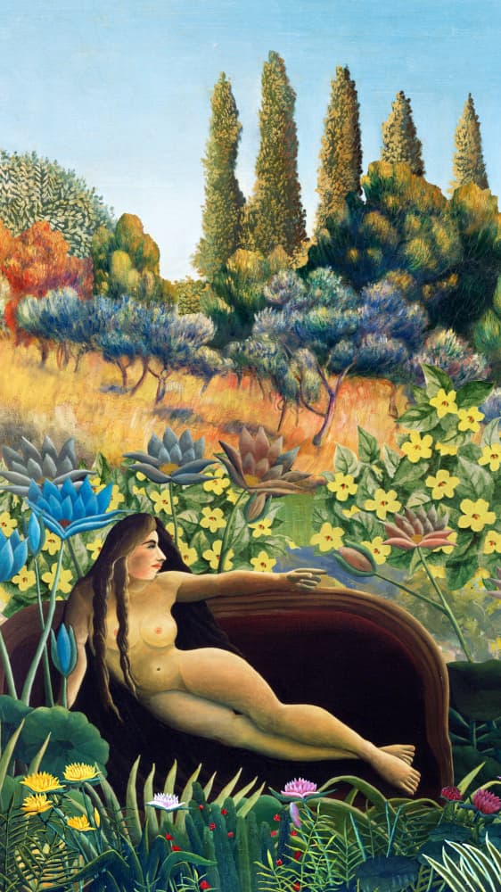 Nude Woman Lush Garden by Marja van den Hurk — canvas wall art