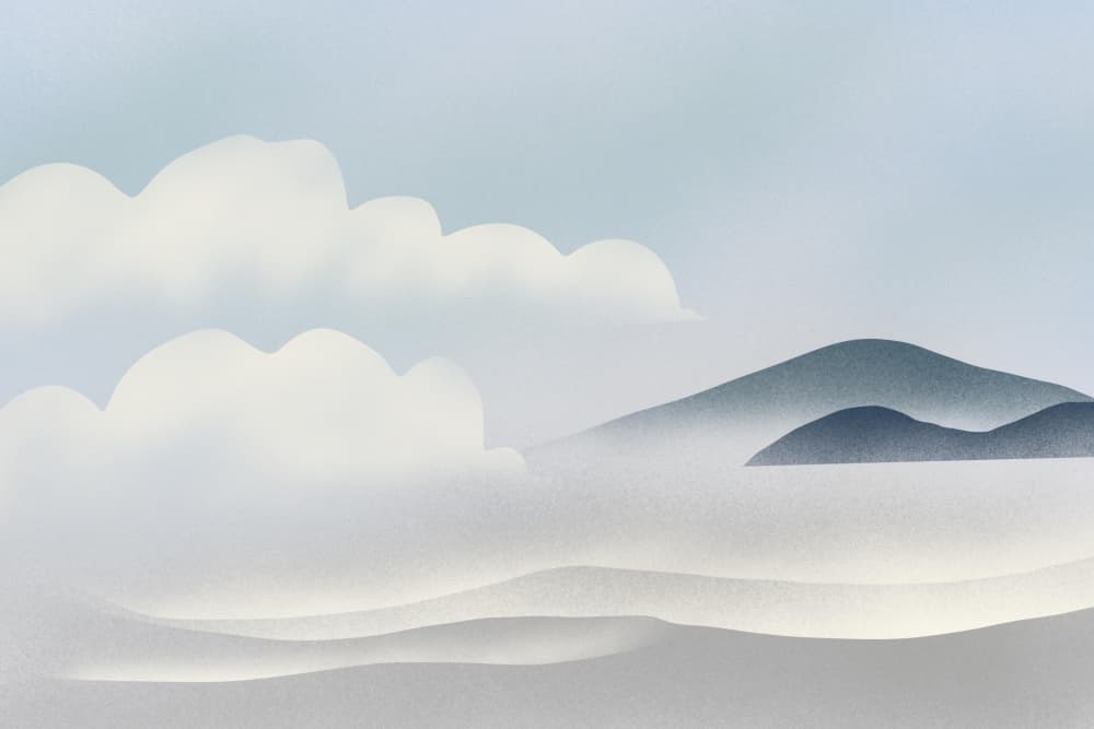 Misty Mountain Clouds by Little Dean — canvas wall art