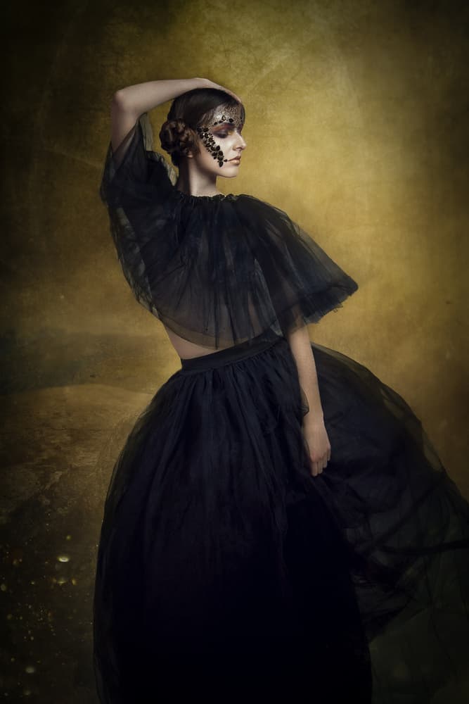 Elegant Woman In Black by Siegart — canvas wall art