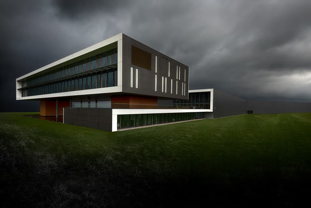 Modern Building Dark Sky by Michiel Hageman — canvas wall art