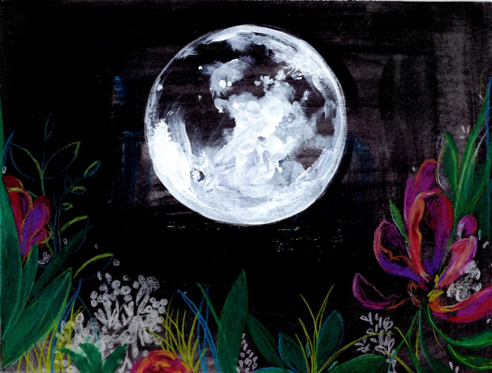 Moonlit Night Flowers by Christine Lindstrom — canvas wall art