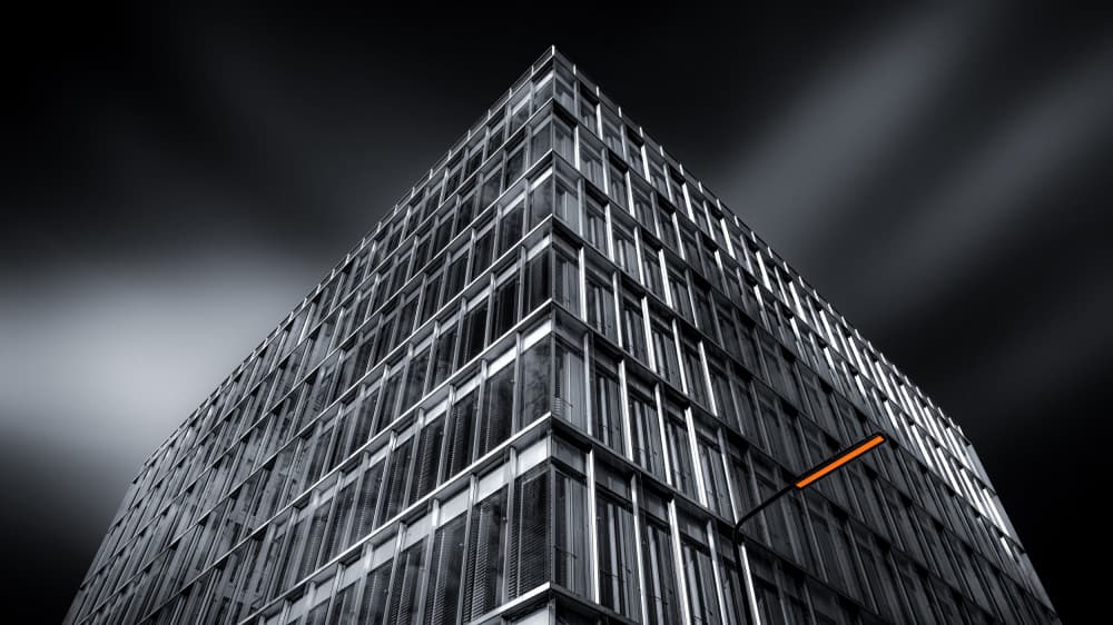 Sleek Building Orange Light by Roland M Schwerdtfeger — canvas wall art