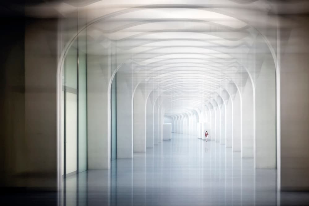 White Arched Corridor by Xavier Garci — canvas wall art