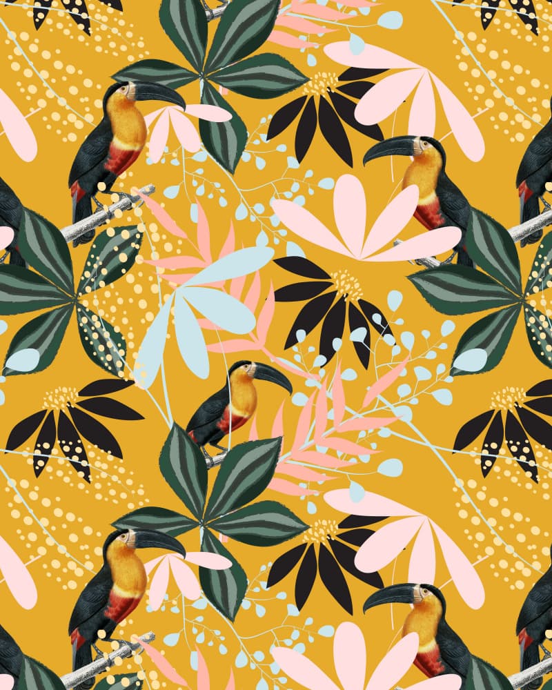 Vibrant Tropical Toucans by Uma Gokhale — canvas wall art