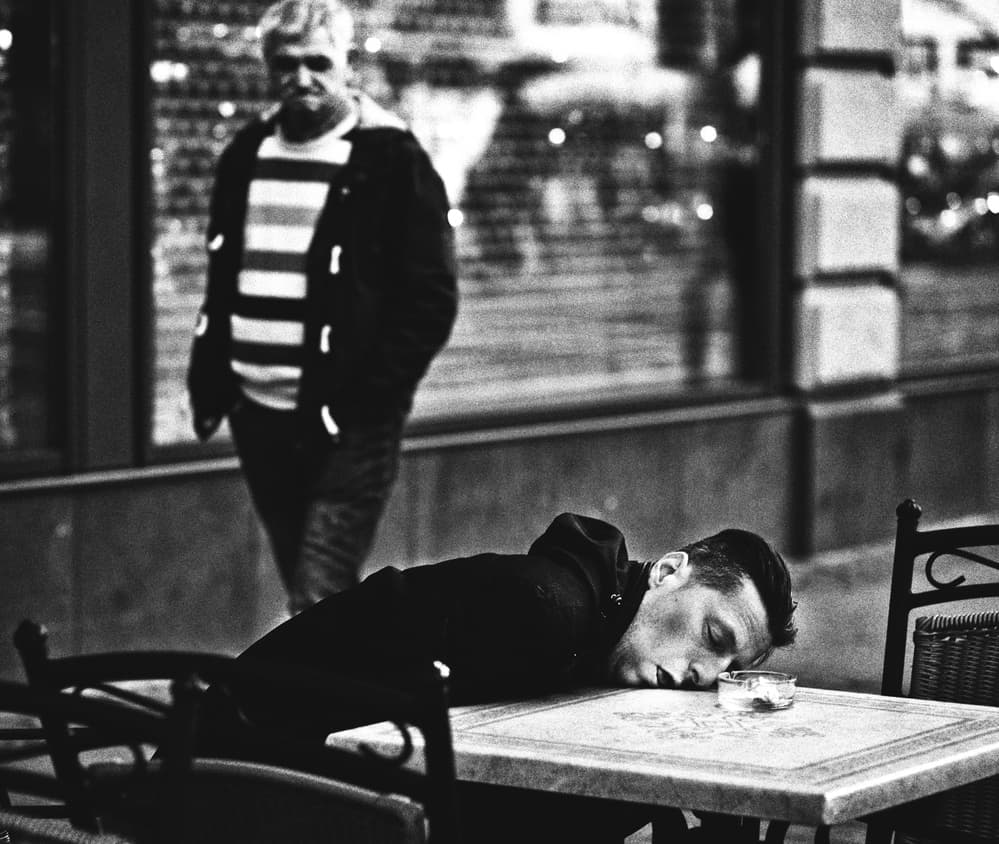 Urban Cafe Slumber by Erkan Camlilar — canvas wall art