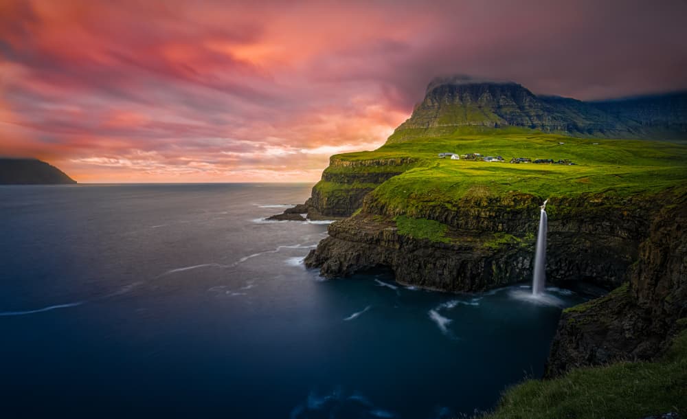 Dramatic Coastal Waterfall by Kenneth-Wei Zeng — canvas wall art