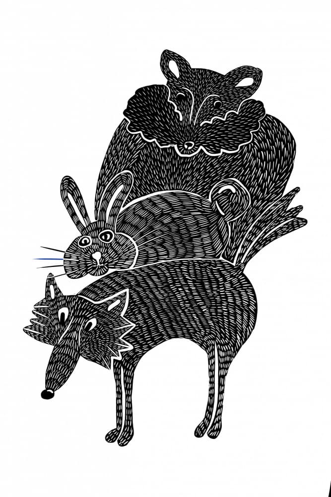 Whimsical Animal Stack by Mela Patterns — canvas wall art