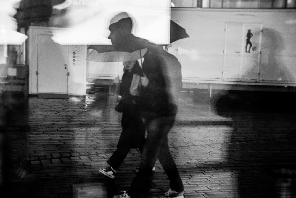 Rainy Street Figures by Adam Dauria ☂ — canvas wall art