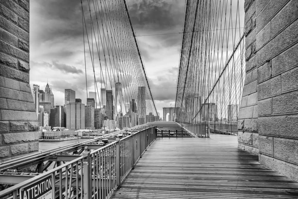 Dramatic Brooklyn Bridge View by Melanie Viola — canvas wall art