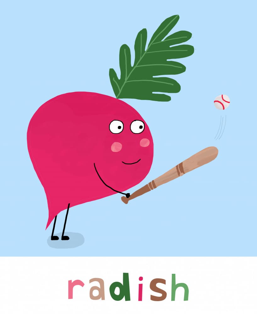 Radish Baseball Fun by Carla Daly — canvas wall art