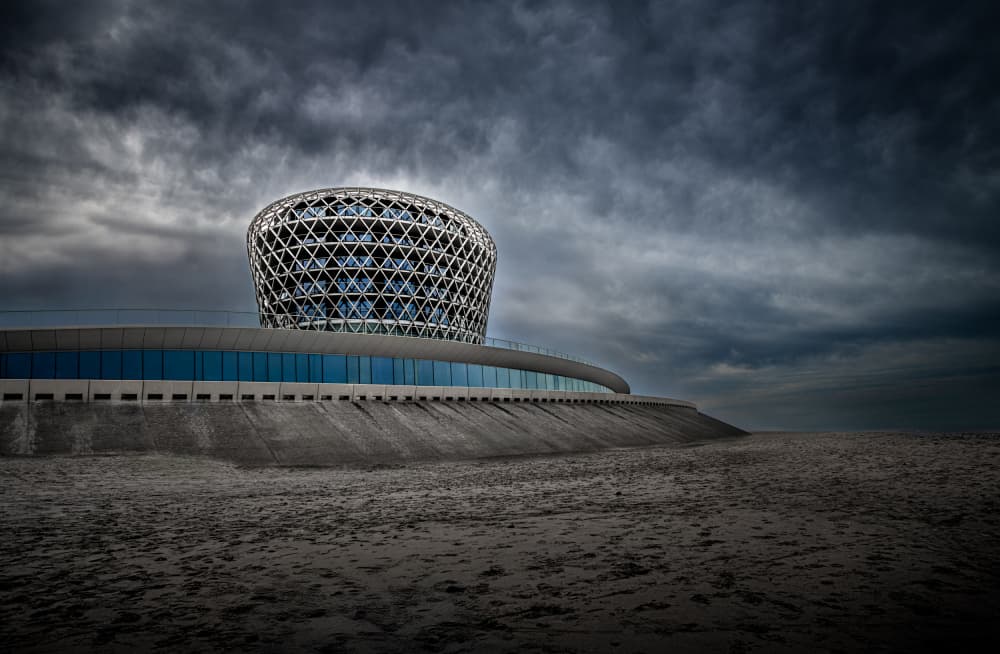 Modern Building Dark Sky by Jan Scheunders — canvas wall art