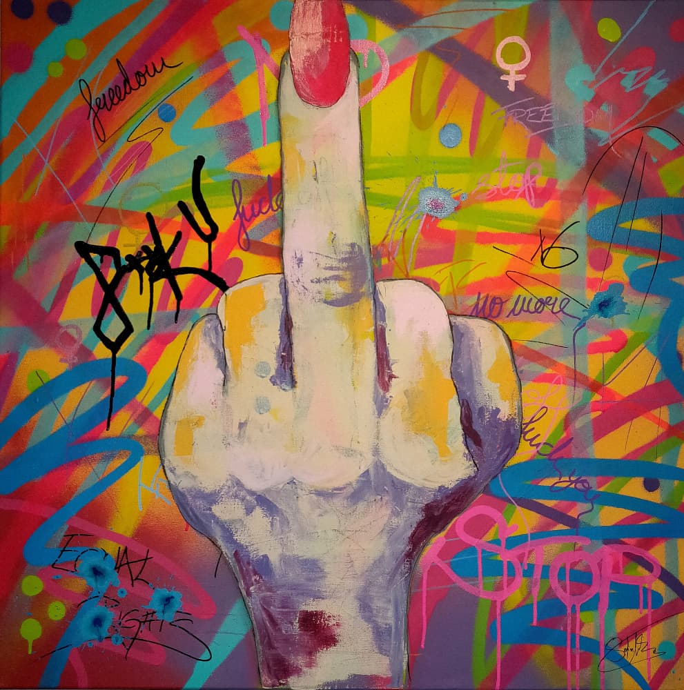 Graffiti Middle Finger by Sofia Toborg — canvas wall art