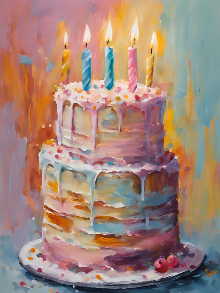 Festive Birthday Cake by Ohkimiko — canvas wall art