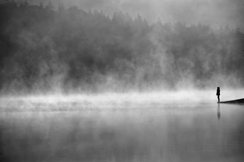 Misty Lake Solitude by Jure Kravanja — canvas wall art